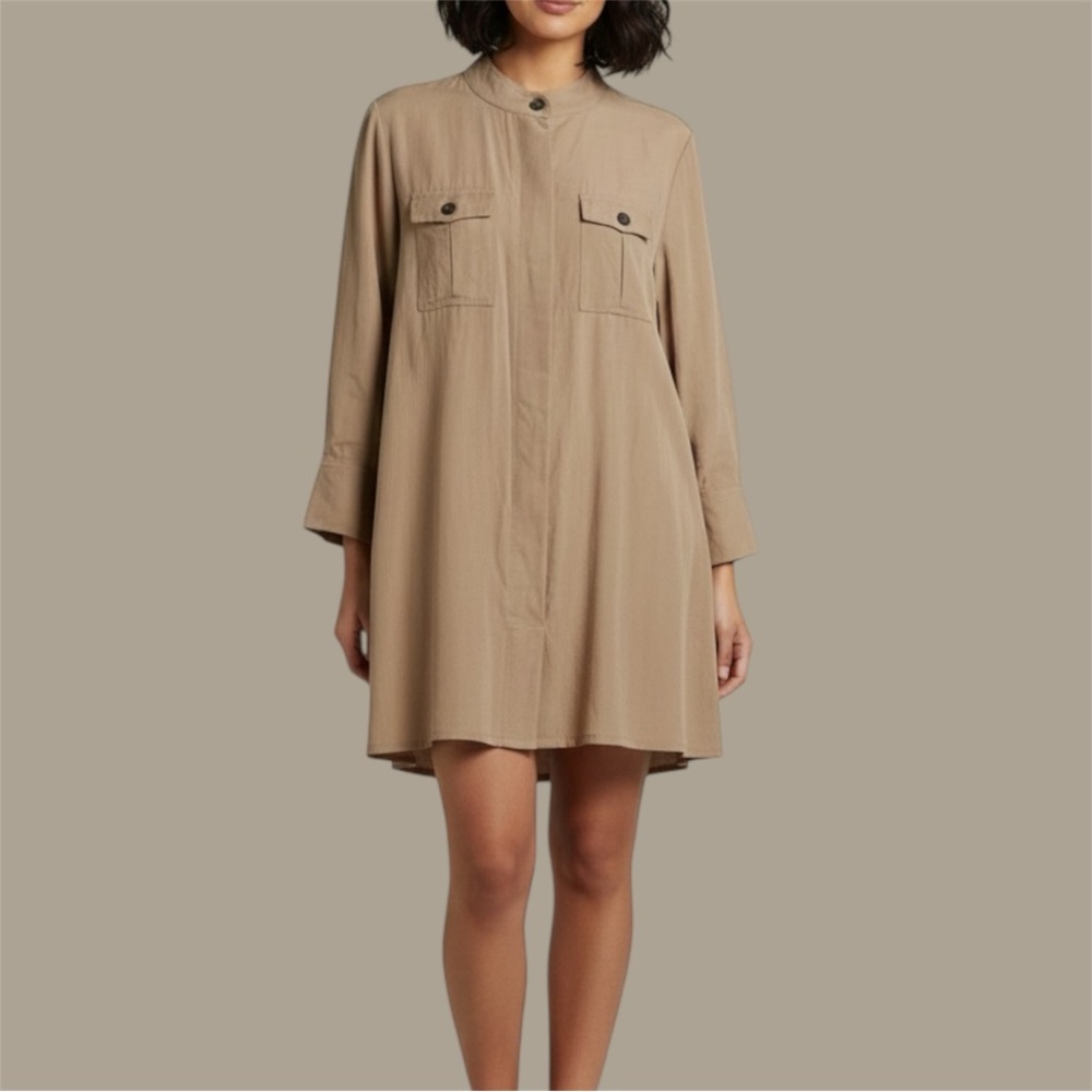 Soft Surroundings Button Dress‎ Khaki Sz Large